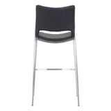 Set of Two 29" Black And Silver Steel Low Back Bar Height Bar Chairs - Homeroots