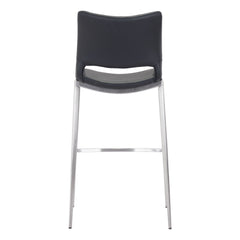 Set of Two 29" Black And Silver Steel Low Back Bar Height Bar Chairs