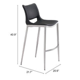 Set of Two 29" Black And Silver Steel Low Back Bar Height Bar Chairs - Homeroots - Flyclothing LLC