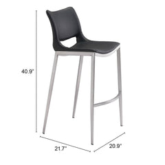 Set of Two 29" Black And Silver Steel Low Back Bar Height Bar Chairs - Homeroots