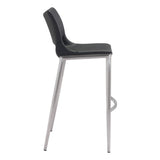 Set of Two 29" Black And Silver Steel Low Back Bar Height Bar Chairs - Homeroots - Flyclothing LLC