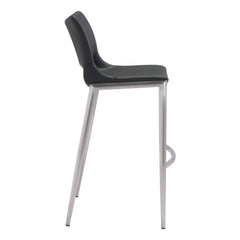 Set of Two 29" Black And Silver Steel Low Back Bar Height Bar Chairs