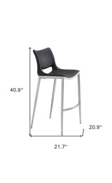 Set of Two 29" Black And Silver Steel Low Back Bar Height Bar Chairs - Homeroots - Flyclothing LLC