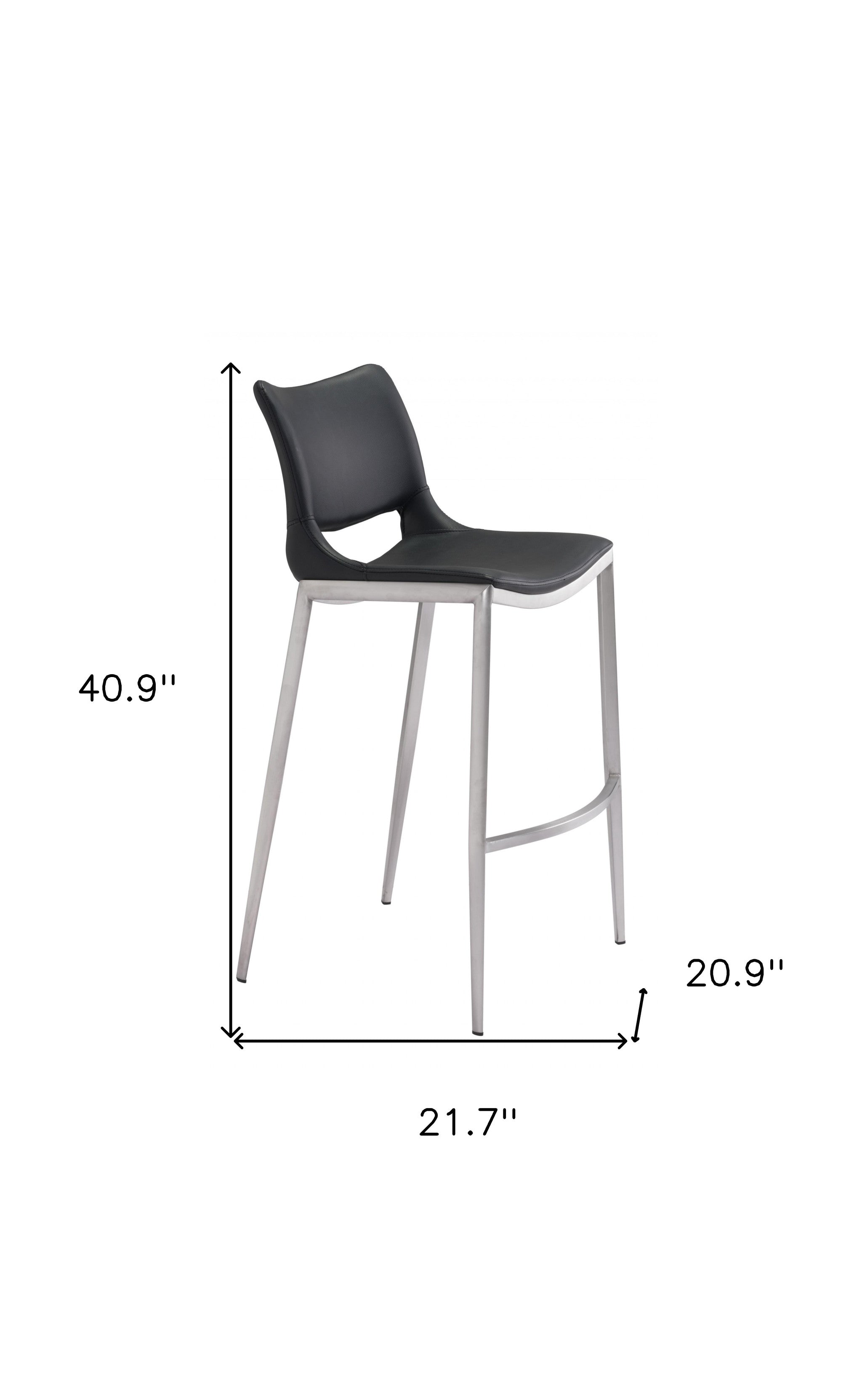 Set of Two 29" Black And Silver Steel Low Back Bar Height Bar Chairs - Homeroots - Flyclothing LLC