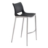 Set of Two 29" Black And Silver Steel Low Back Bar Height Bar Chairs - Homeroots - Flyclothing LLC