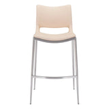Set of Two 29" Light Pink And Silver Steel Low Back Bar Height Bar Chairs - Homeroots