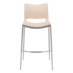 Set of Two 29" Light Pink And Silver Steel Low Back Bar Height Bar Chairs - Homeroots