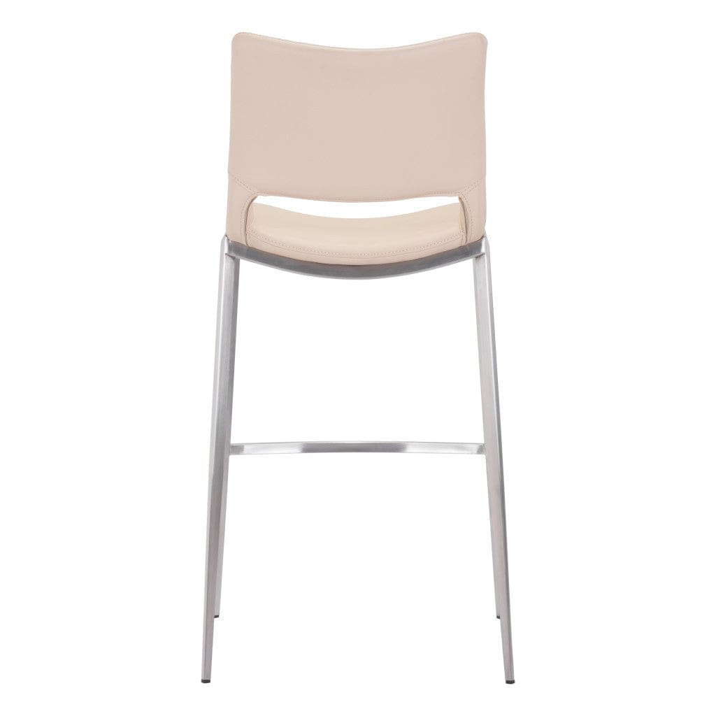 Set of Two 29" Light Pink And Silver Steel Low Back Bar Height Bar Chairs - Homeroots