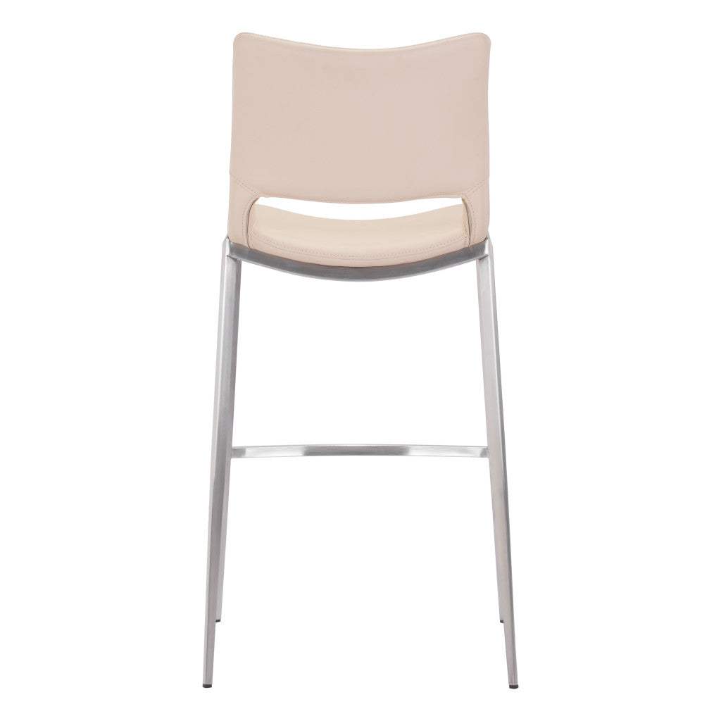 Set of Two 29" Light Pink And Silver Steel Low Back Bar Height Bar Chairs - Homeroots - Flyclothing LLC