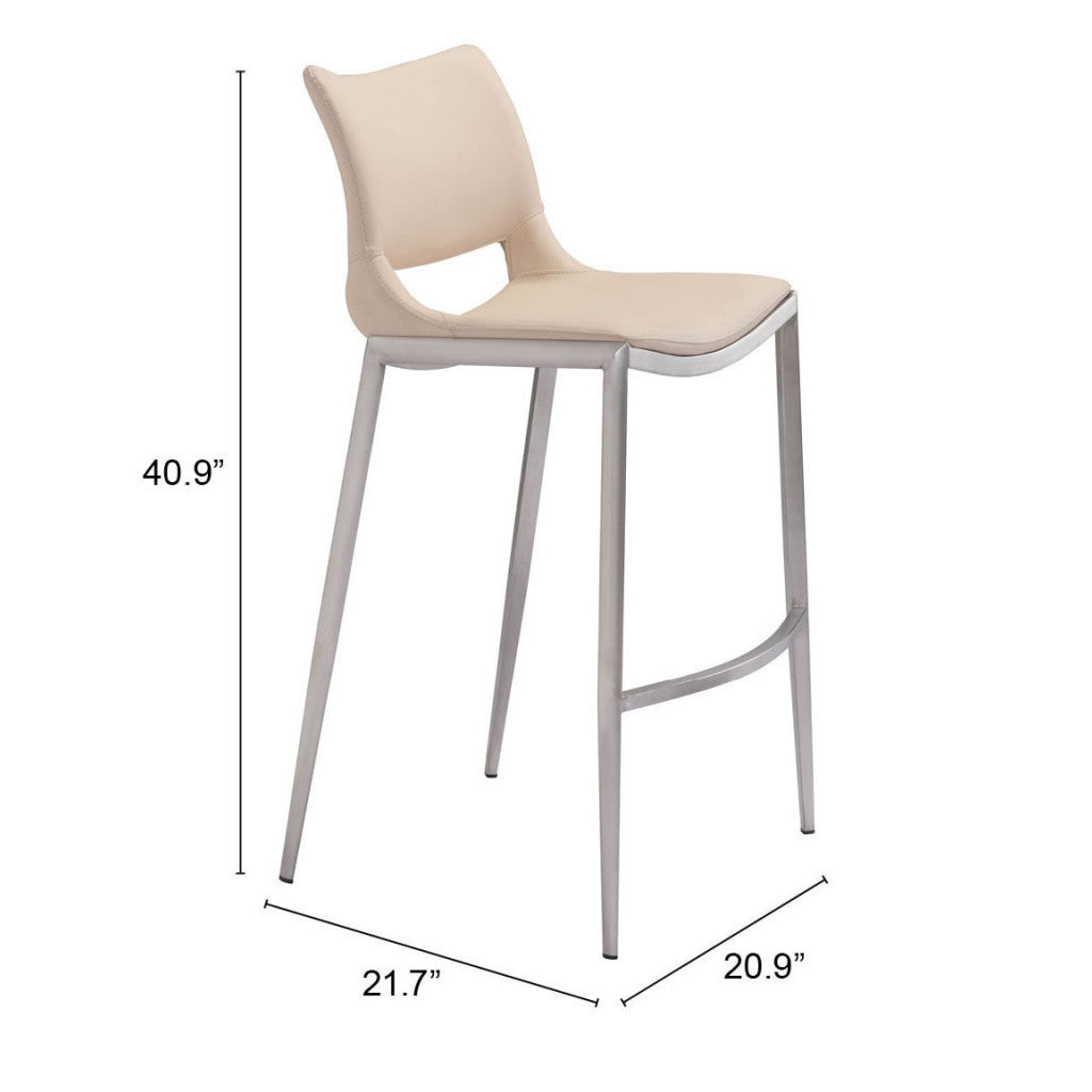 Set of Two 29" Light Pink And Silver Steel Low Back Bar Height Bar Chairs - Homeroots - Flyclothing LLC