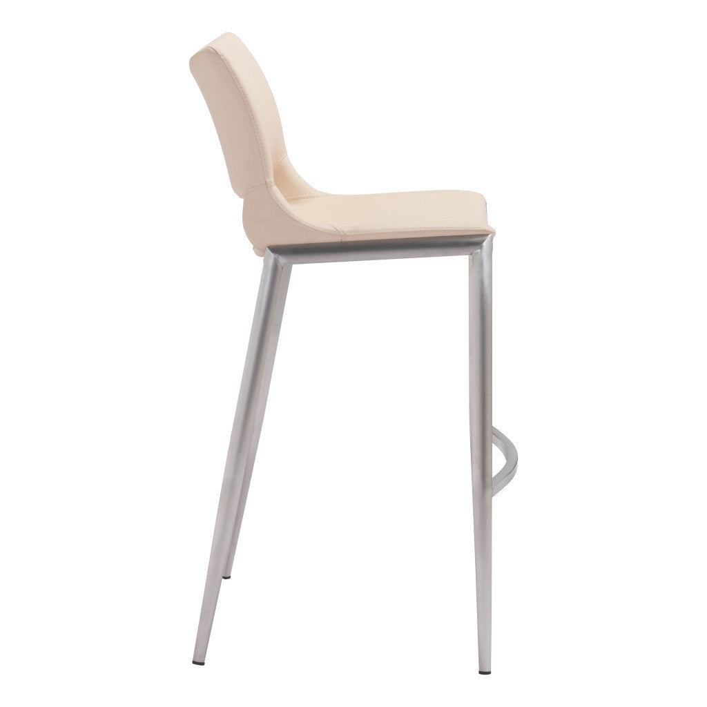 Set of Two 29" Light Pink And Silver Steel Low Back Bar Height Bar Chairs - Homeroots - Flyclothing LLC