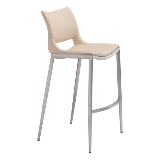 Set of Two 29" Light Pink And Silver Steel Low Back Bar Height Bar Chairs - Homeroots