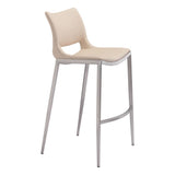 Set of Two 29" Light Pink And Silver Steel Low Back Bar Height Bar Chairs - Homeroots