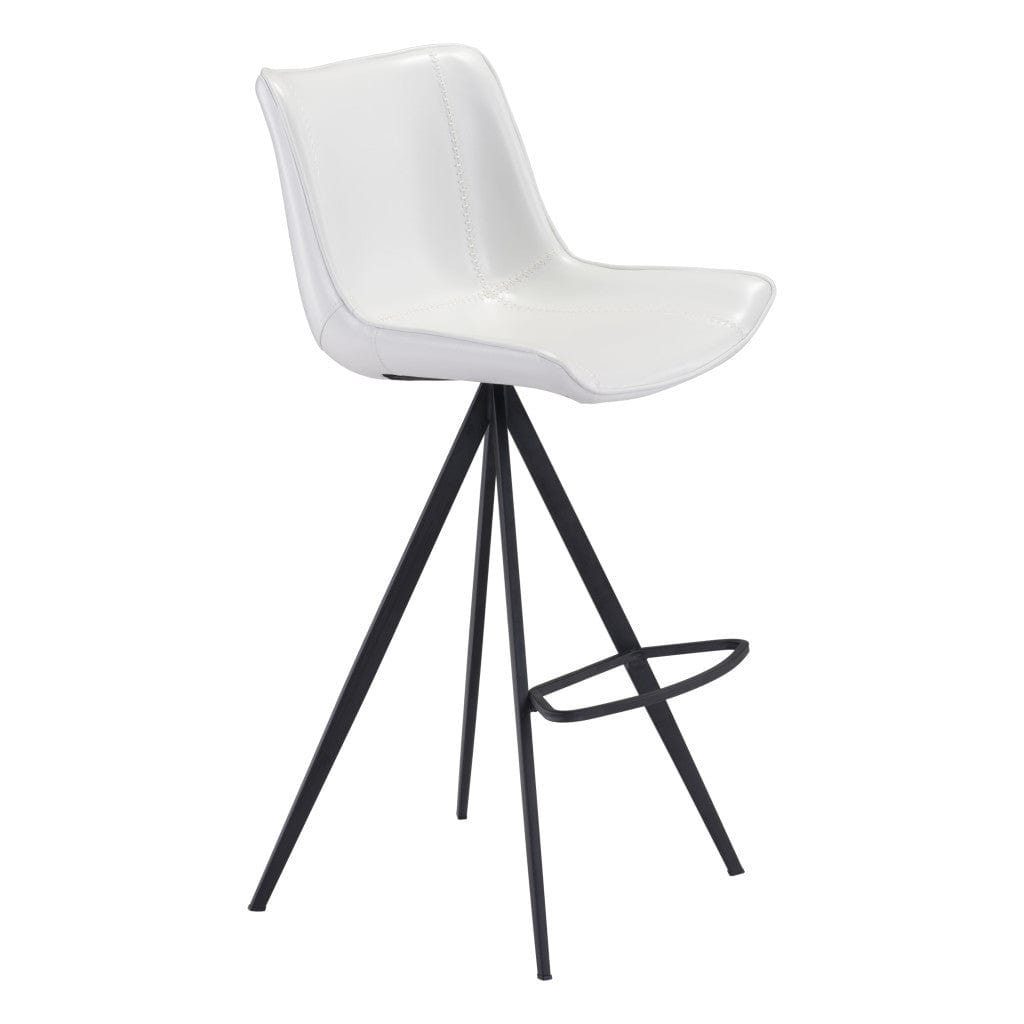 Set of Two 29" White And Black Steel Low Back Bar Height Bar Chairs - Homeroots