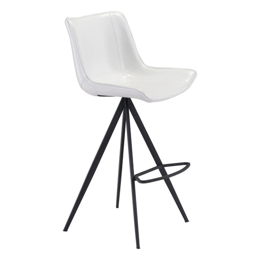 Set of Two 29" White And Black Steel Low Back Bar Height Bar Chairs - Homeroots