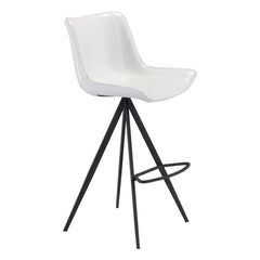 Set of Two 29" White And Black Steel Low Back Bar Height Bar Chairs - Homeroots