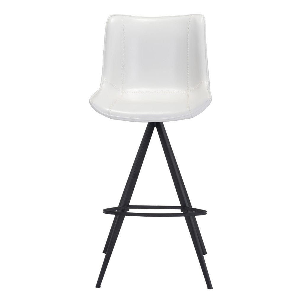 Set of Two 29" White And Black Steel Low Back Bar Height Bar Chairs - Homeroots