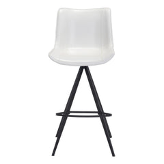Set of Two 29" White And Black Steel Low Back Bar Height Bar Chairs - Homeroots