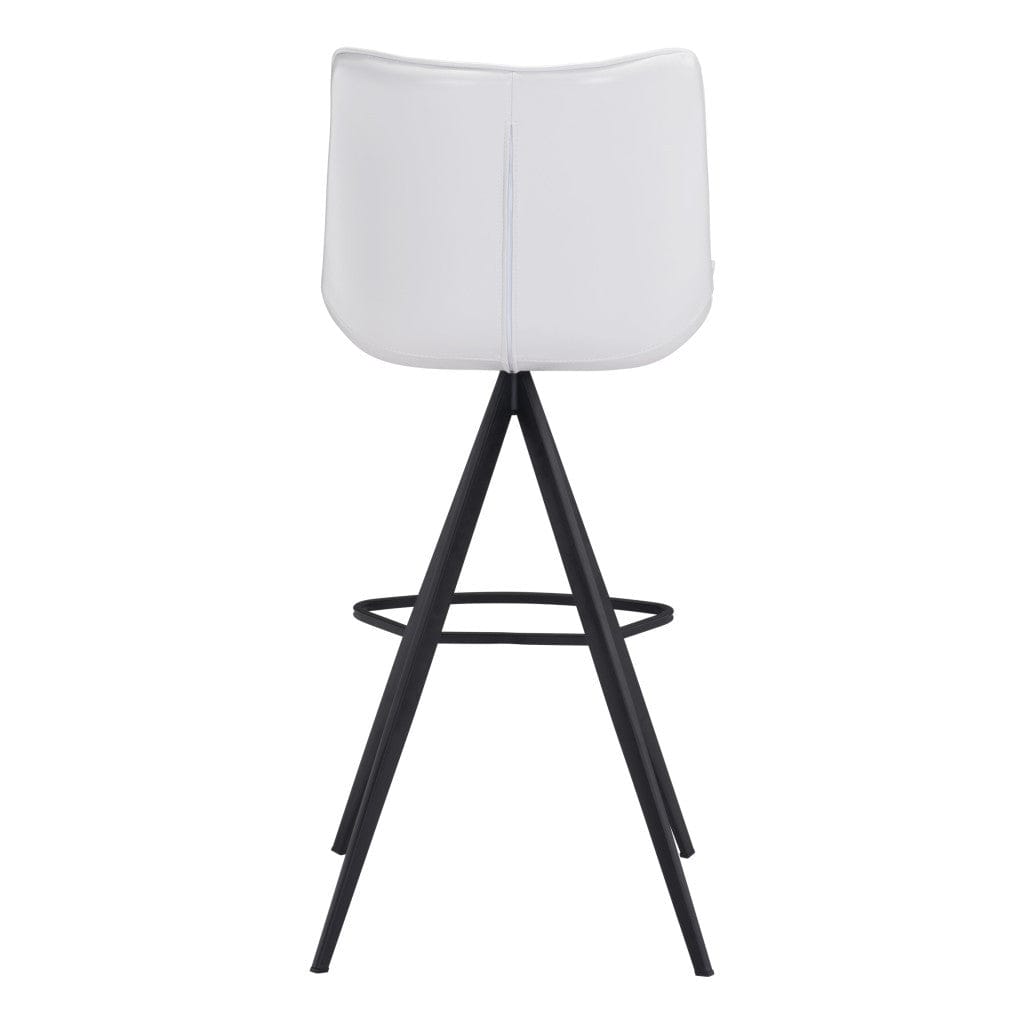 Set of Two 29" White And Black Steel Low Back Bar Height Bar Chairs - Homeroots