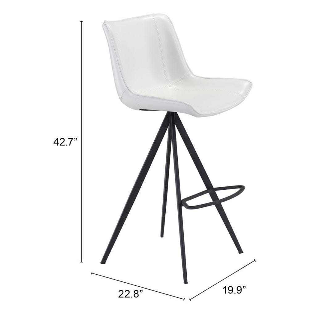 Set of Two 29" White And Black Steel Low Back Bar Height Bar Chairs - Homeroots