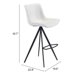 Set of Two 29" White And Black Steel Low Back Bar Height Bar Chairs - Homeroots