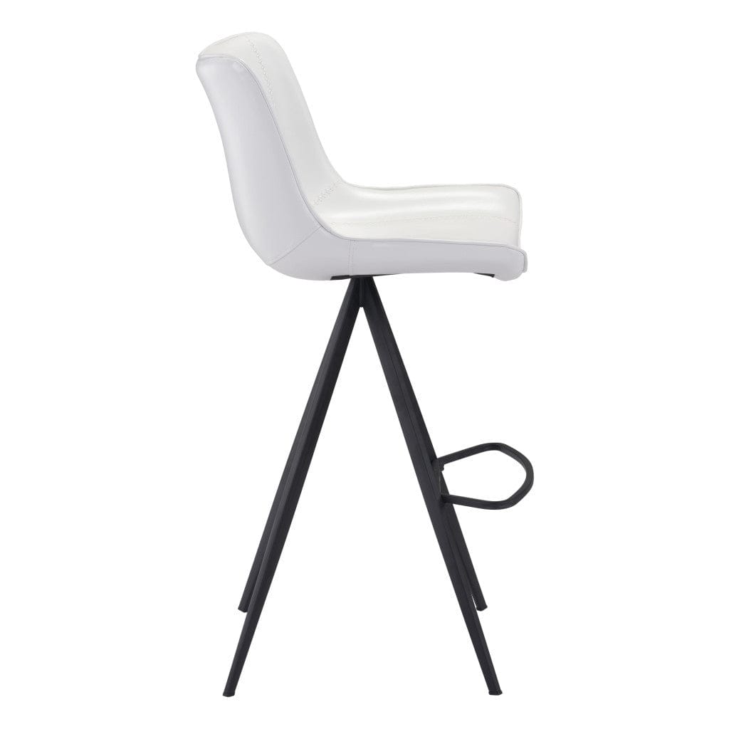 Set of Two 29" White And Black Steel Low Back Bar Height Bar Chairs - Homeroots