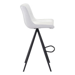 Set of Two 29" White And Black Steel Low Back Bar Height Bar Chairs - Homeroots