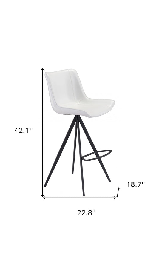 Set of Two 29" White And Black Steel Low Back Bar Height Bar Chairs - Homeroots