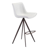 Set of Two 29" White And Black Steel Low Back Bar Height Bar Chairs - Homeroots