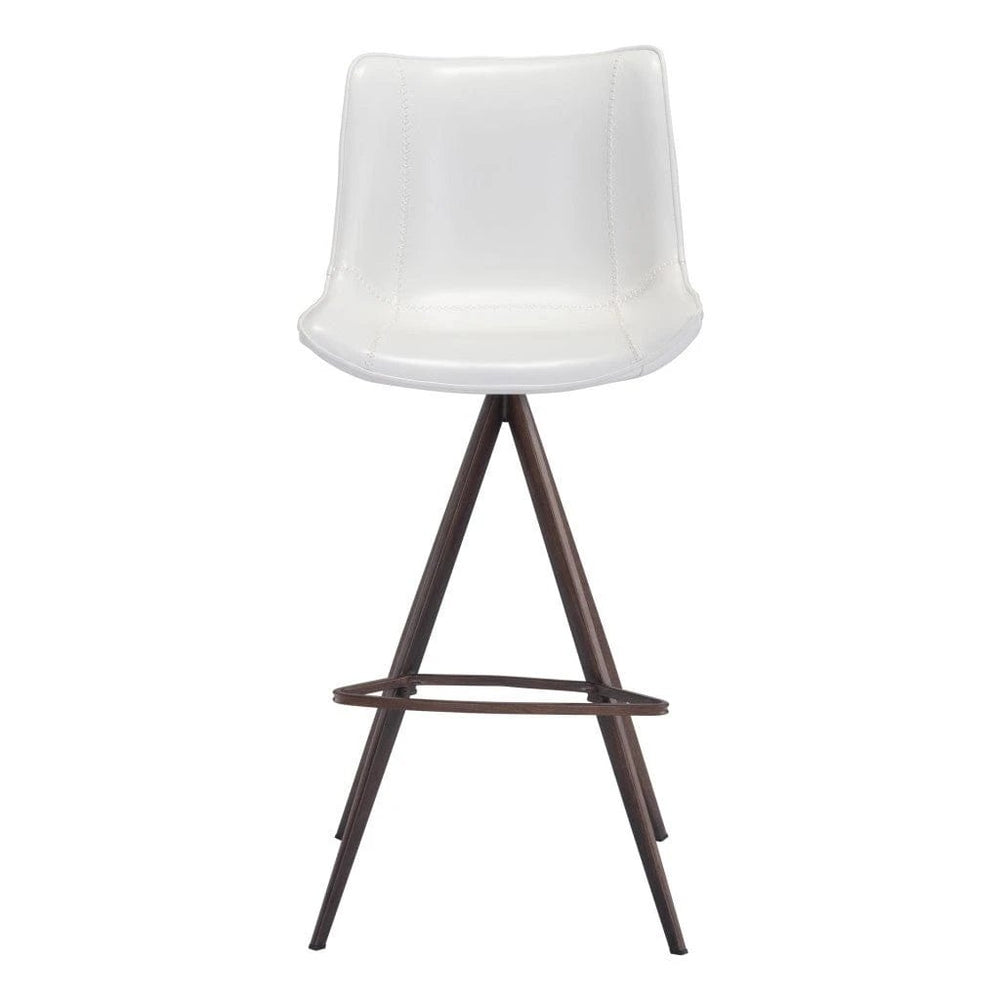 Set of Two 29" White And Black Steel Low Back Bar Height Bar Chairs - Homeroots - Flyclothing LLC