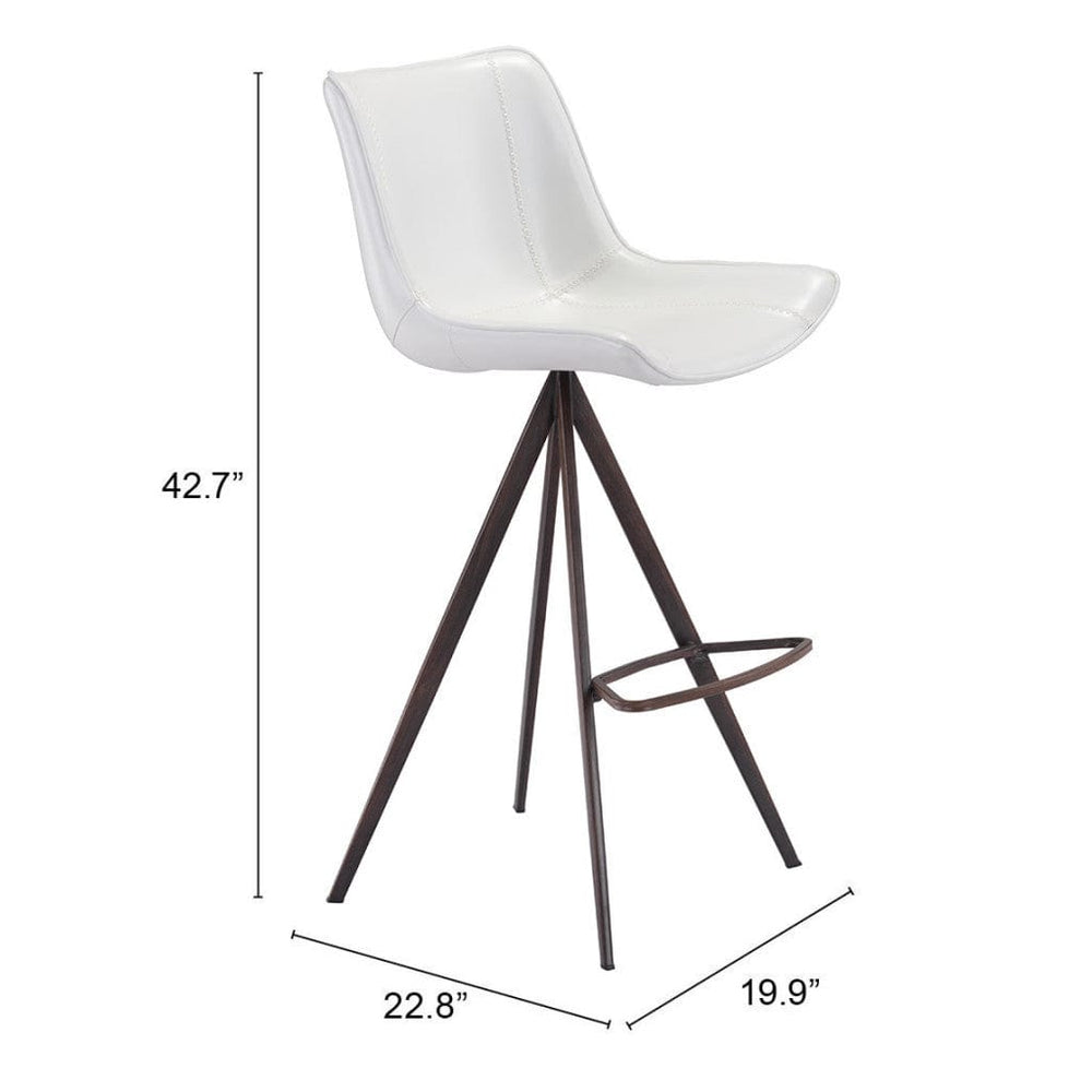Set of Two 29" White And Black Steel Low Back Bar Height Bar Chairs - Homeroots - Flyclothing LLC