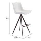 Set of Two 29" White And Black Steel Low Back Bar Height Bar Chairs - Homeroots - Flyclothing LLC