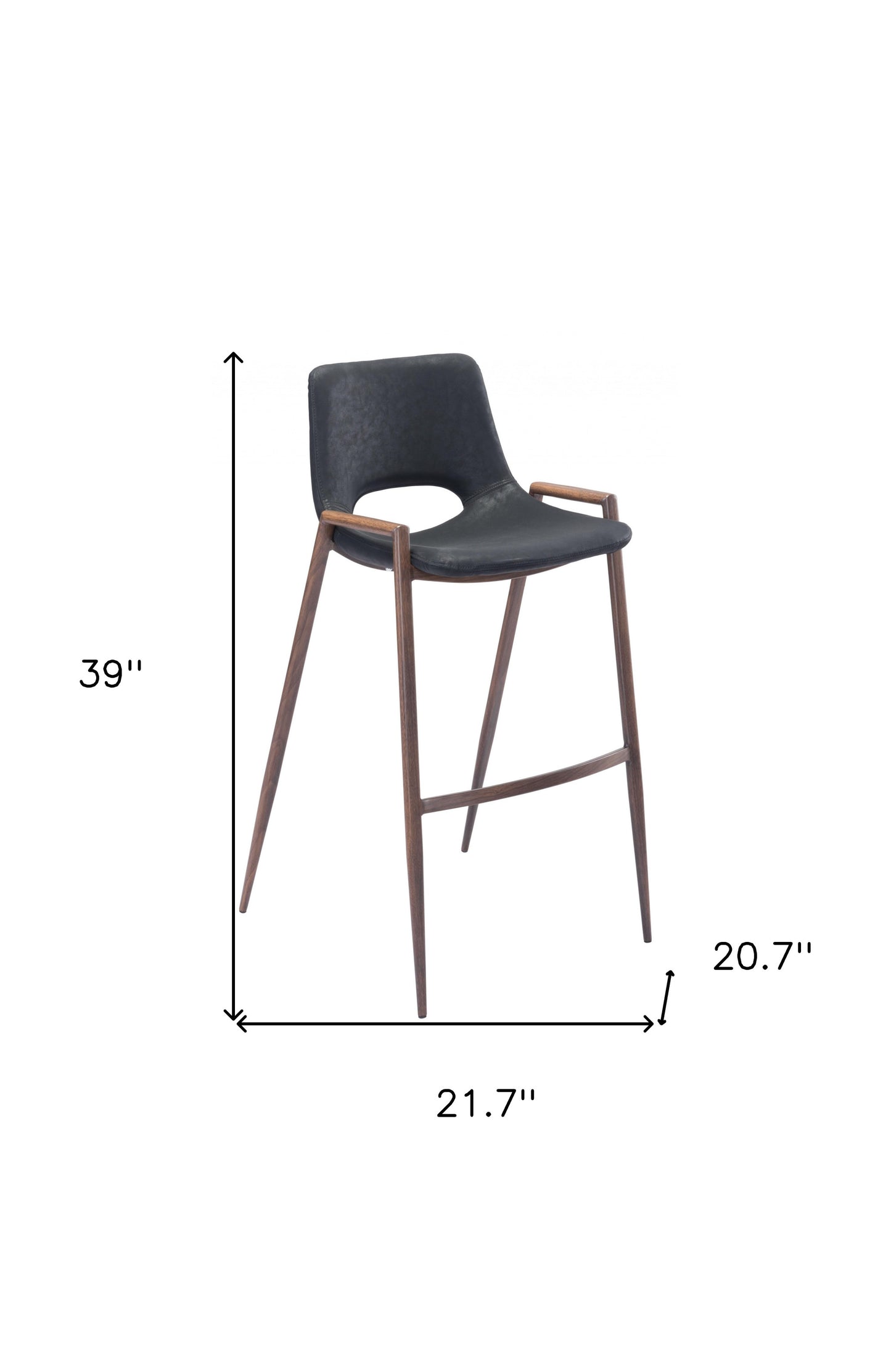Set of Two 29 " Black And Brown Steel Low Back Bar Height Bar Chairs - Homeroots - Flyclothing LLC