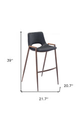 Set of Two 29 " Black And Brown Steel Low Back Bar Height Bar Chairs - Homeroots - Flyclothing LLC