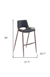 Set of Two 29 " Black And Brown Steel Low Back Bar Height Bar Chairs - Homeroots
