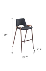 Set of Two 29 " Black And Brown Steel Low Back Bar Height Bar Chairs