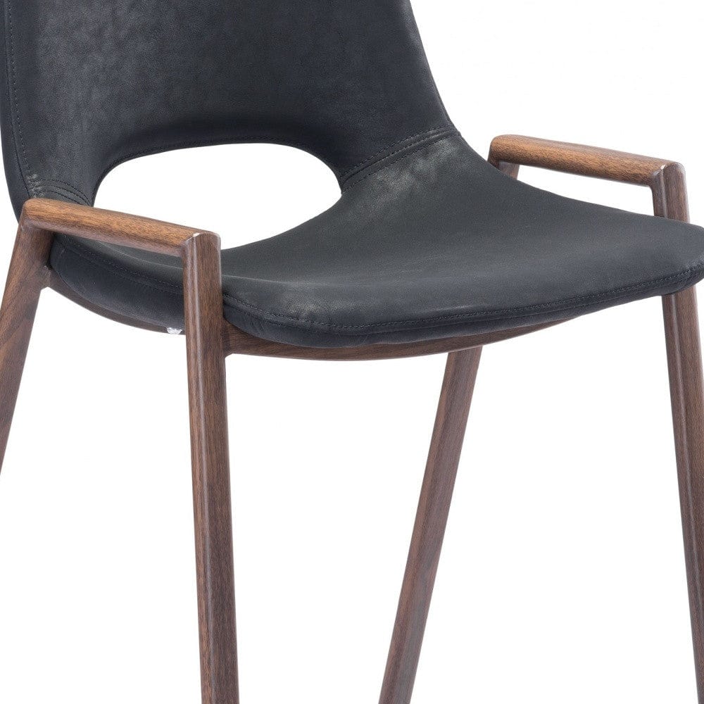 Set of Two 29 " Black And Brown Steel Low Back Bar Height Bar Chairs - Homeroots - Flyclothing LLC