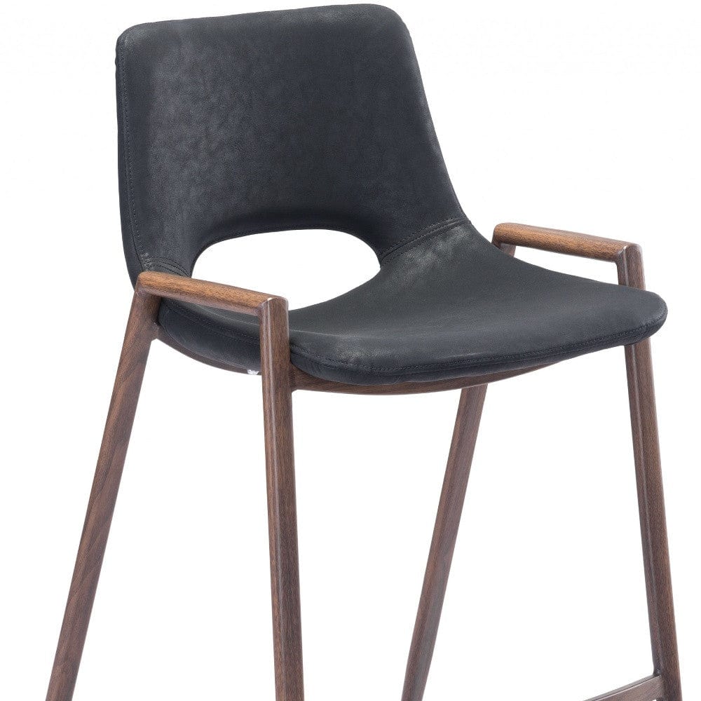 Set of Two 29 " Black And Brown Steel Low Back Bar Height Bar Chairs - Homeroots - Flyclothing LLC