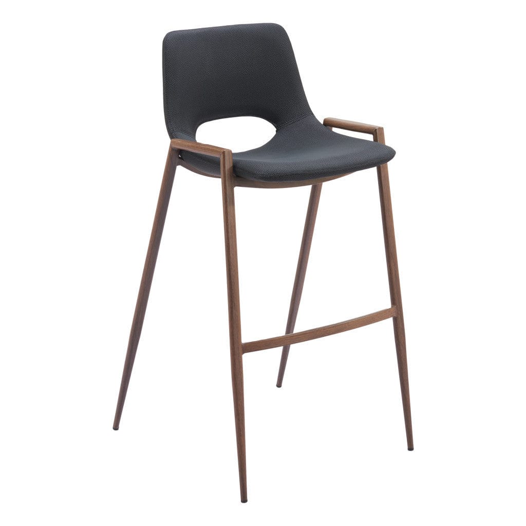 Set of Two 29 " Black And Brown Steel Low Back Bar Height Bar Chairs - Homeroots
