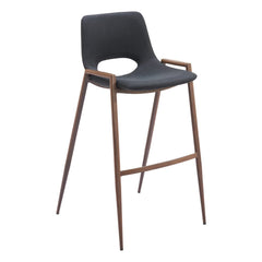 Set of Two 29 " Black And Brown Steel Low Back Bar Height Bar Chairs - Homeroots