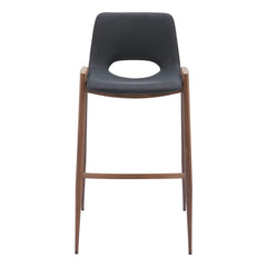 Set of Two 29 " Black And Brown Steel Low Back Bar Height Bar Chairs - Homeroots