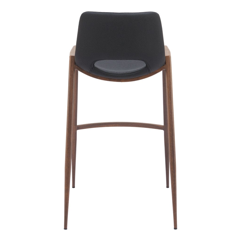 Set of Two 29 " Black And Brown Steel Low Back Bar Height Bar Chairs - Homeroots