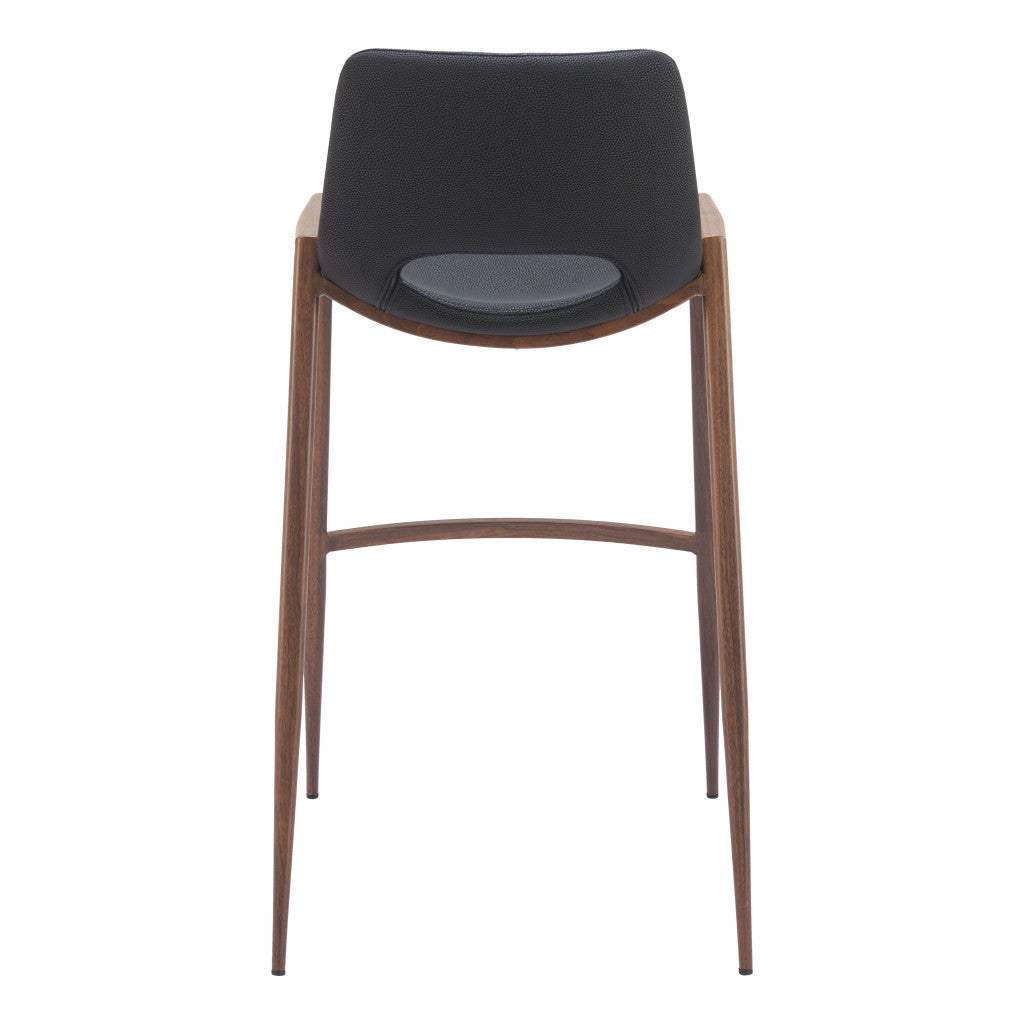 Set of Two 29 " Black And Brown Steel Low Back Bar Height Bar Chairs - Homeroots - Flyclothing LLC