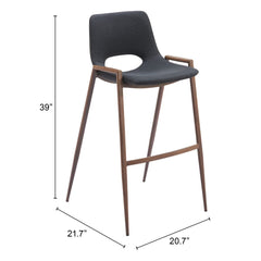 Set of Two 29 " Black And Brown Steel Low Back Bar Height Bar Chairs - Homeroots