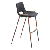 Set of Two 29 " Black And Brown Steel Low Back Bar Height Bar Chairs - Homeroots - Flyclothing LLC