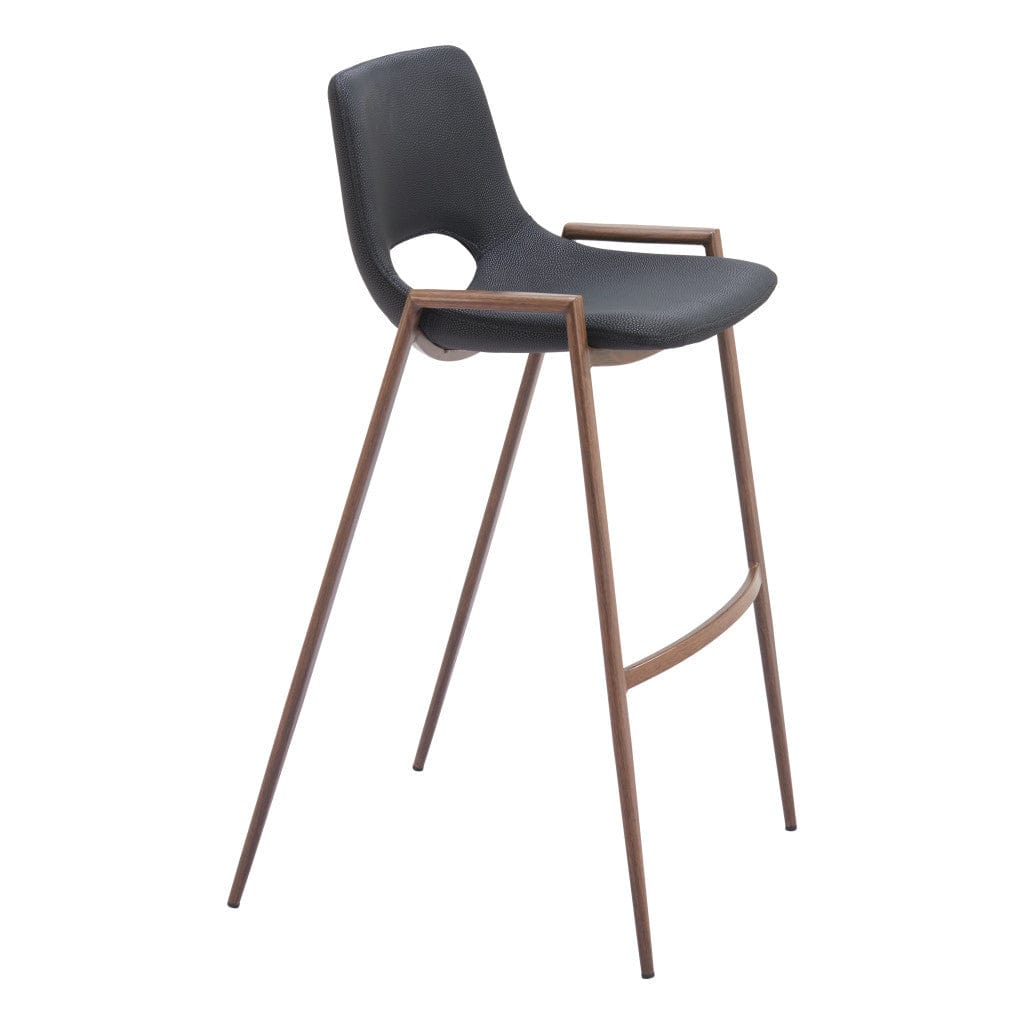 Set of Two 29 " Black And Brown Steel Low Back Bar Height Bar Chairs - Homeroots - Flyclothing LLC