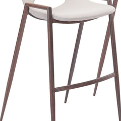 Set of Two 29 " Beige And Brown Steel Low Back Bar Height Bar Chairs - Homeroots