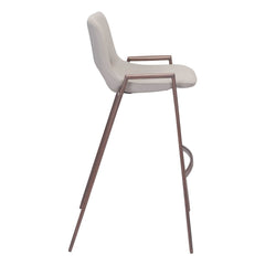 Set of Two 29 " Beige And Brown Steel Low Back Bar Height Bar Chairs - Homeroots
