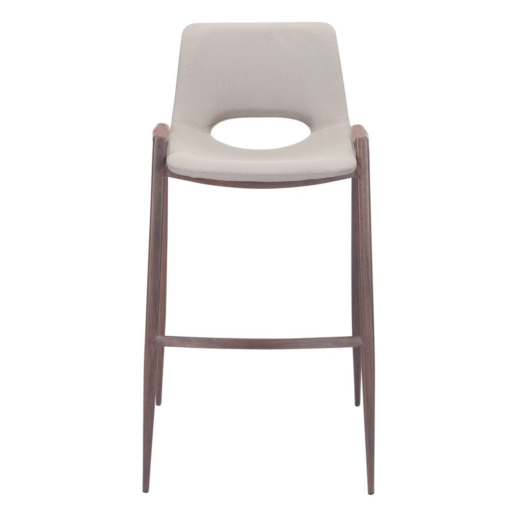 Set of Two 29 " Beige And Brown Steel Low Back Bar Height Bar Chairs - Homeroots