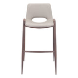 Set of Two 29 " Beige And Brown Steel Low Back Bar Height Bar Chairs - Homeroots